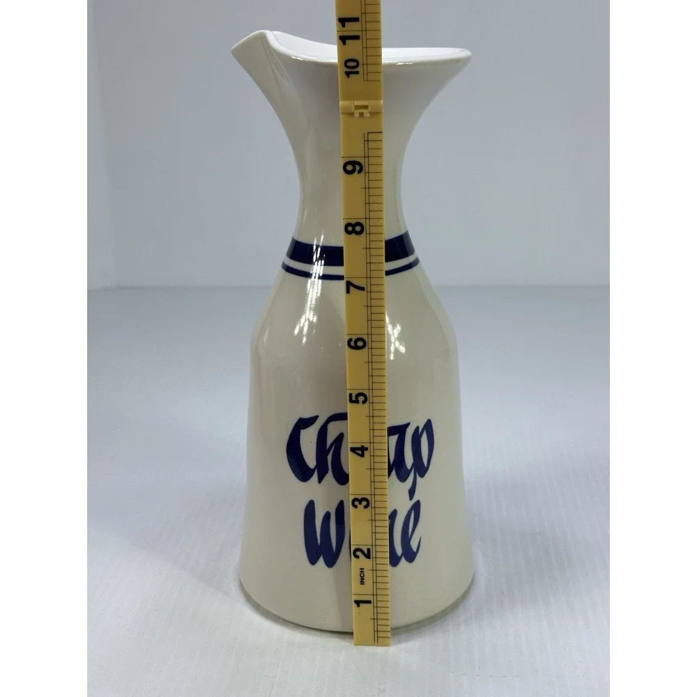 Vintage Cheap Wine Ceramic Carafe White Blue Decanter Utensil Holder